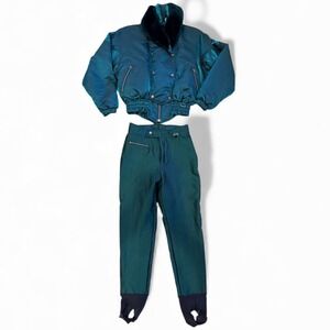 NILS Vintage Women's Down Gaper Day Jacket Pants Set Iridescent Green Gorpcore 8